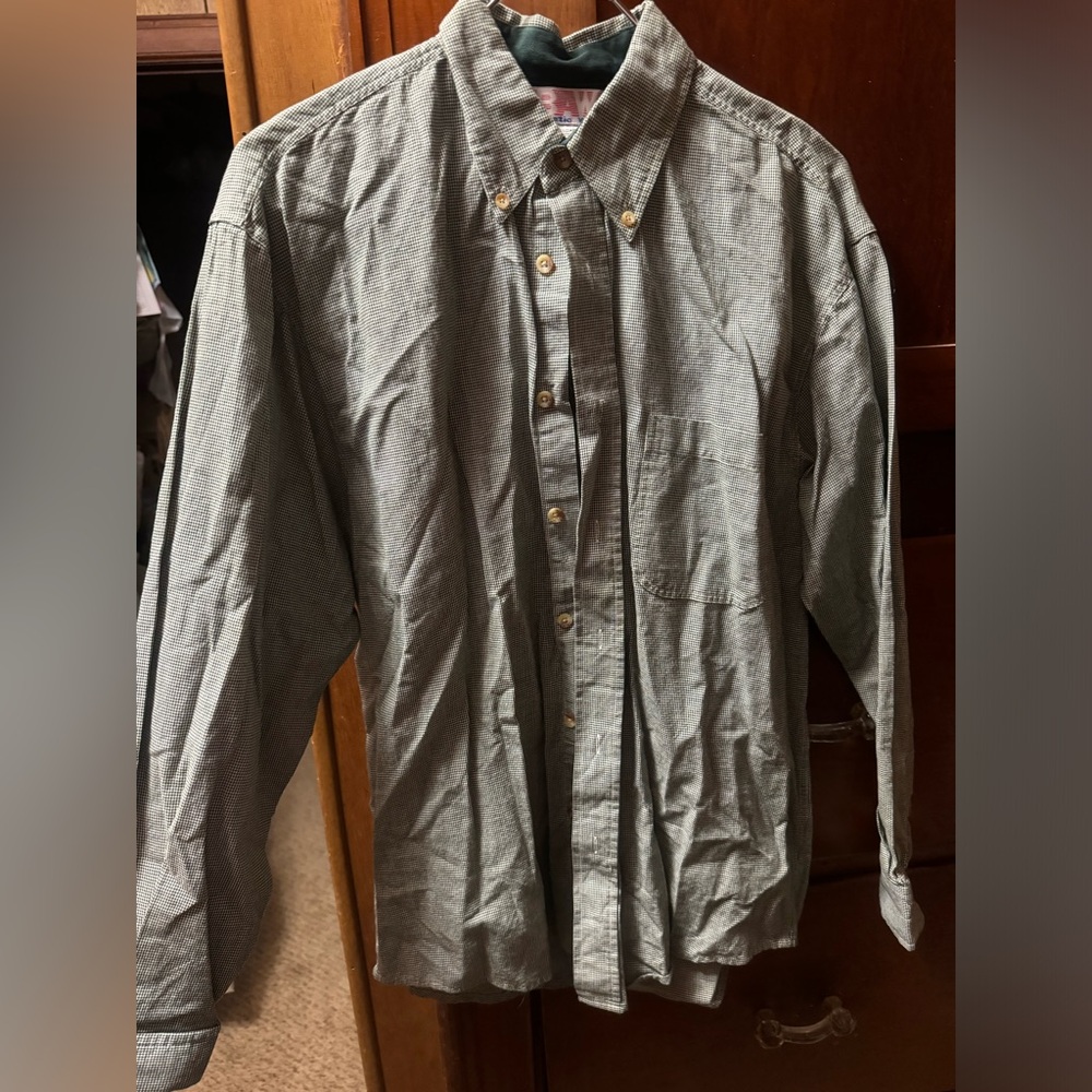 Green and white Button-Down Shirt